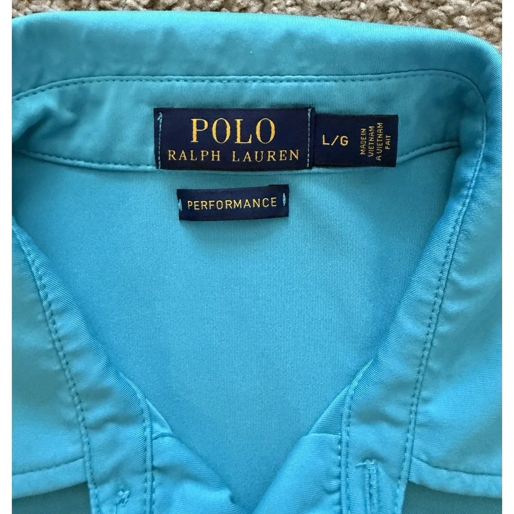 Polo Ralph Lauren Blue Te Short Sleeve Performance Polo Golf Shirt Mens Sz Large